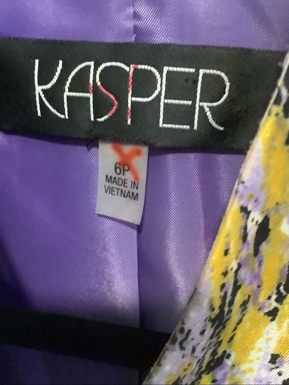 Kasper Yellow, Purple & Black Abstract Open-Front Jacket - Picture 2 of 13